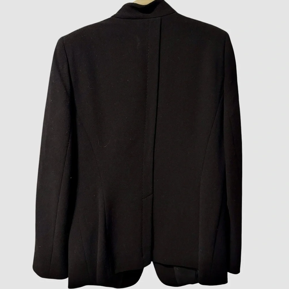 Lafayette 148 New York Stand Collar Virgin Wool Blazer Black 10 Quiet Luxury